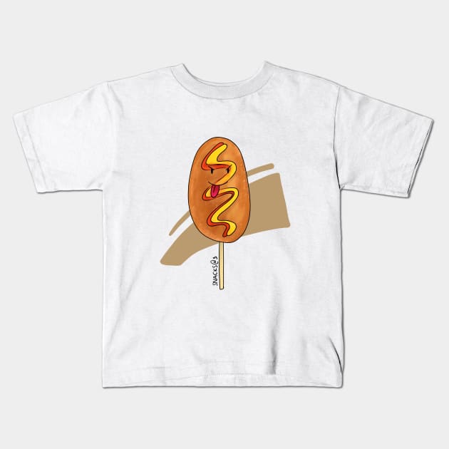 Corn Dog on Stick Kids T-Shirt by Snacks At 3